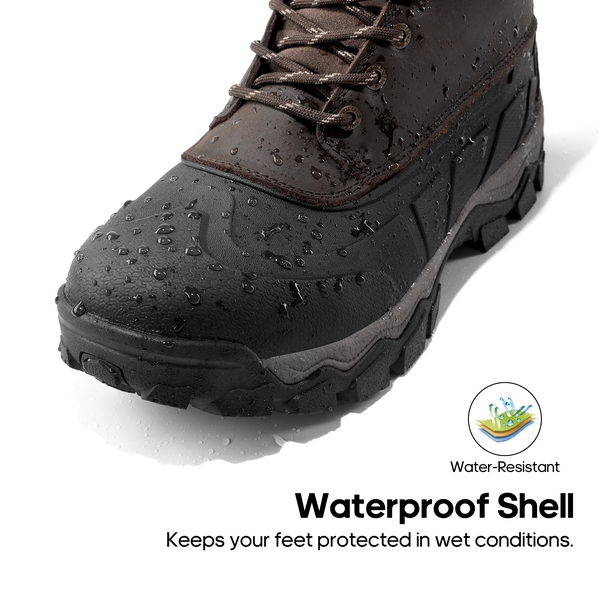 Men's Insulated Water-Resistant Snow  Boots - DARK BROWN - 5